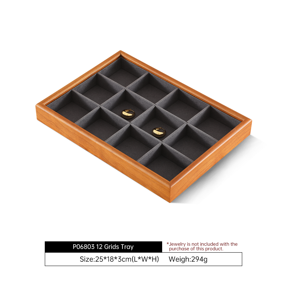 Yinbeini Wooden Stackable Ring Earring Bracelet Necklace Display Tray Jewelry Storage Drawer Insert Organizer Holder Tray P067