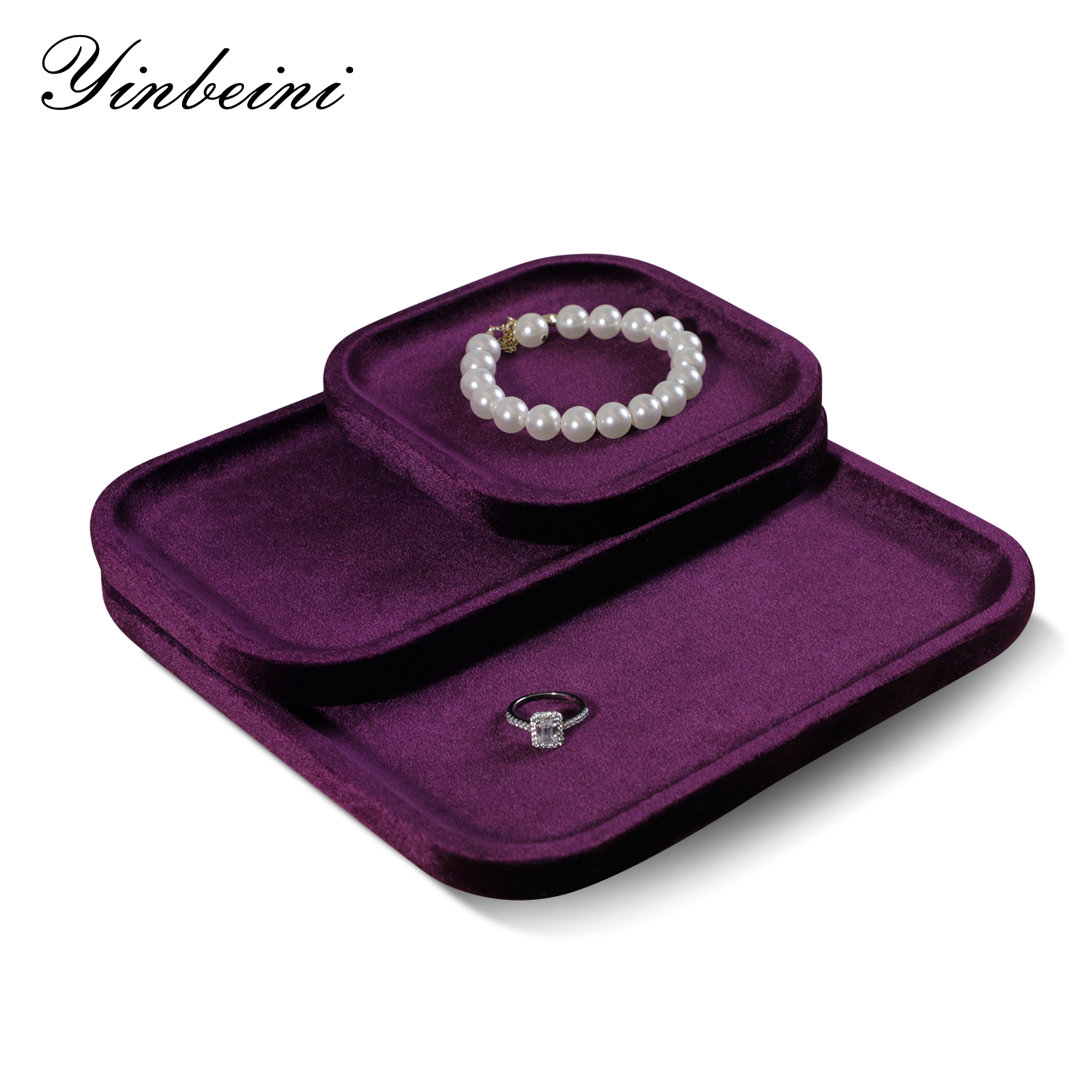 Yinbeini All Purpose Velvet Jewelry Organizer Tray Rings Stud Earrings Pendants Bangles Suitable for Retail Display and Photo Shooting P070