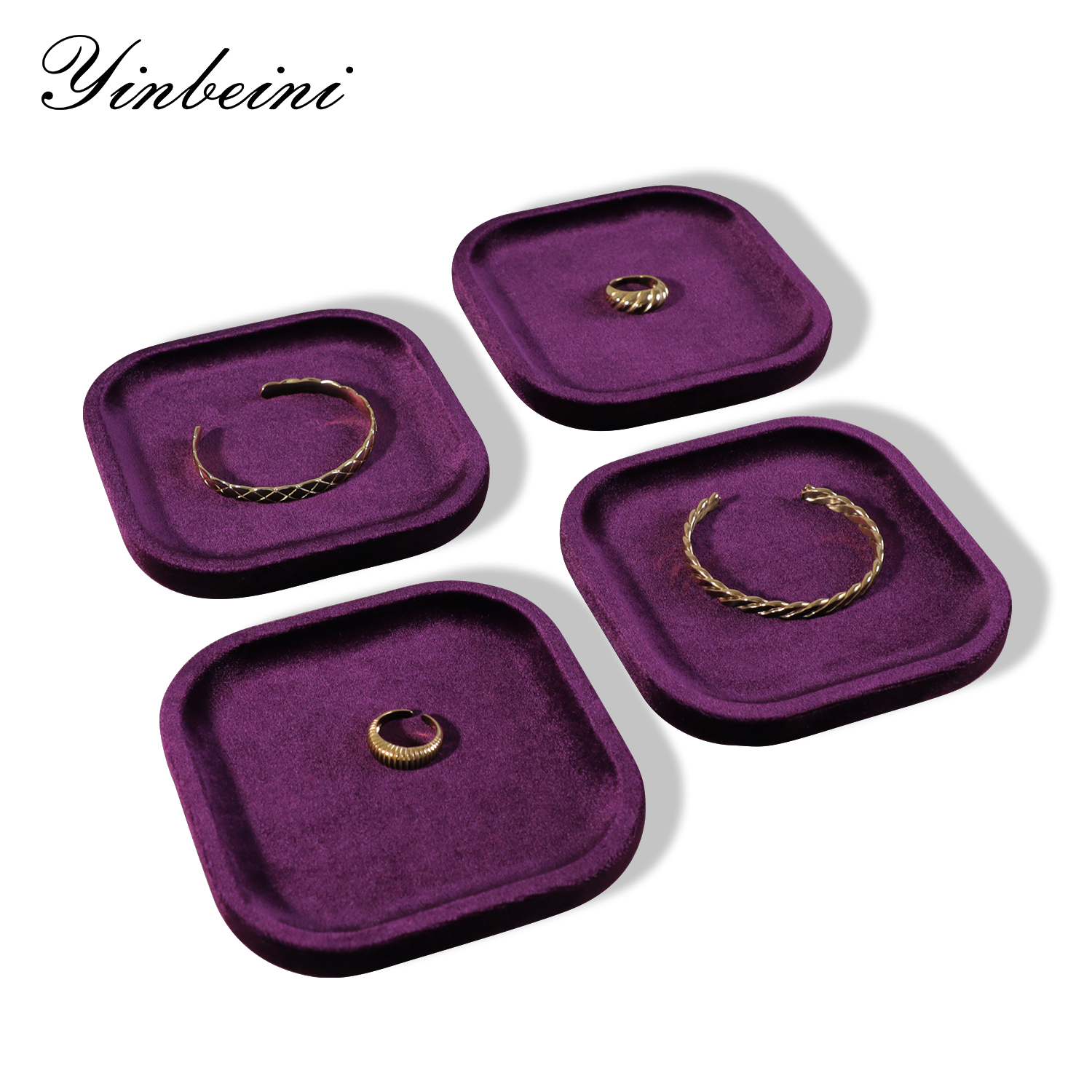 Yinbeini All Purpose Velvet Jewelry Organizer Tray Rings Stud Earrings Pendants Bangles Suitable for Retail Display and Photo Shooting P070