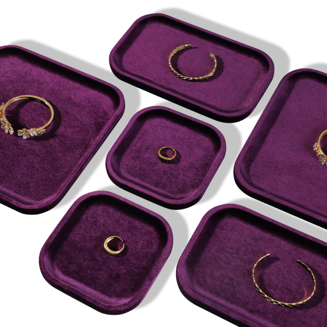 Yinbeini All Purpose Velvet Jewelry Organizer Tray Rings Stud Earrings Pendants Bangles Suitable for Retail Display and Photo Shooting P070