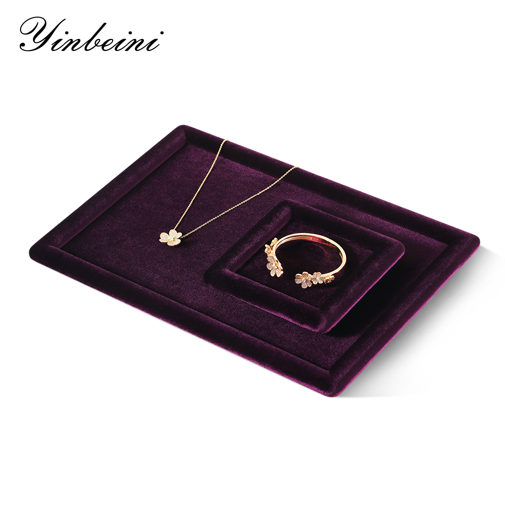 Yinbeini High Quality Flocked Velvet Jewelry Tray Anti Scratch Protection Design for Delicate Accessories Great for Craft Fair and Pop Up Shop Display P078