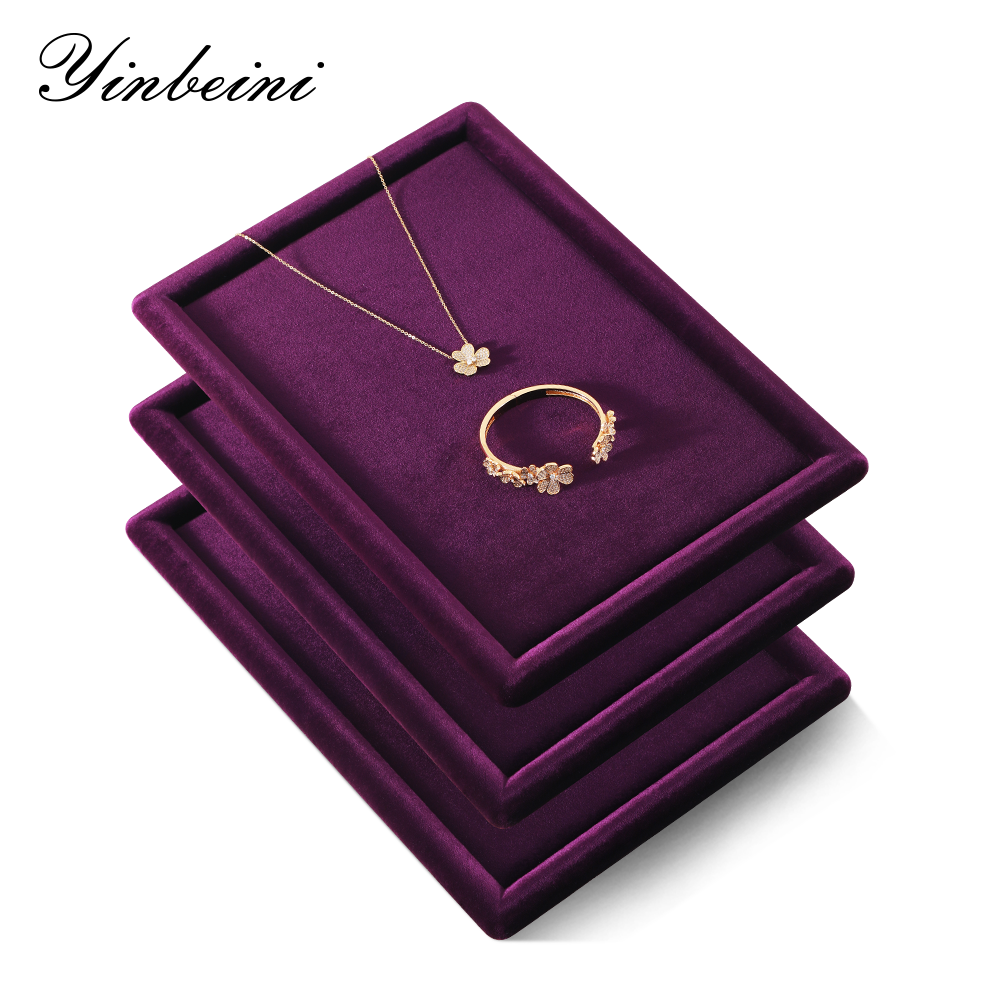 Yinbeini High Quality Flocked Velvet Jewelry Tray Anti Scratch Protection Design for Delicate Accessories Great for Craft Fair and Pop Up Shop Display P078