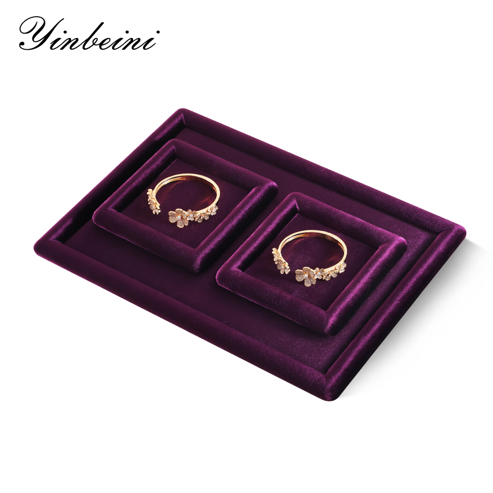 Yinbeini High Quality Flocked Velvet Jewelry Tray Anti Scratch Protection Design for Delicate Accessories Great for Craft Fair and Pop Up Shop Display P078