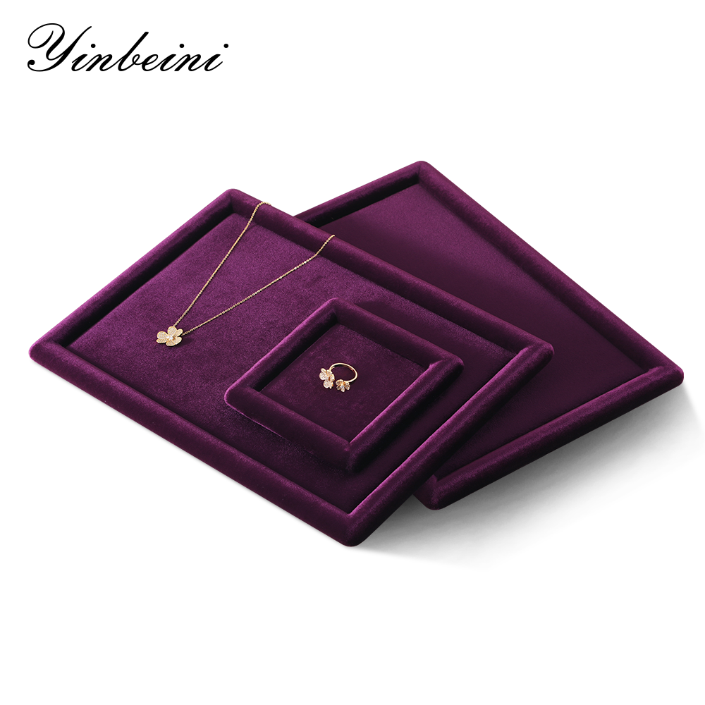 Yinbeini High Quality Flocked Velvet Jewelry Tray Anti Scratch Protection Design for Delicate Accessories Great for Craft Fair and Pop Up Shop Display P078