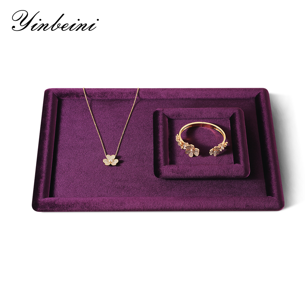 Yinbeini High Quality Flocked Velvet Jewelry Tray Anti Scratch Protection Design for Delicate Accessories Great for Craft Fair and Pop Up Shop Display P078