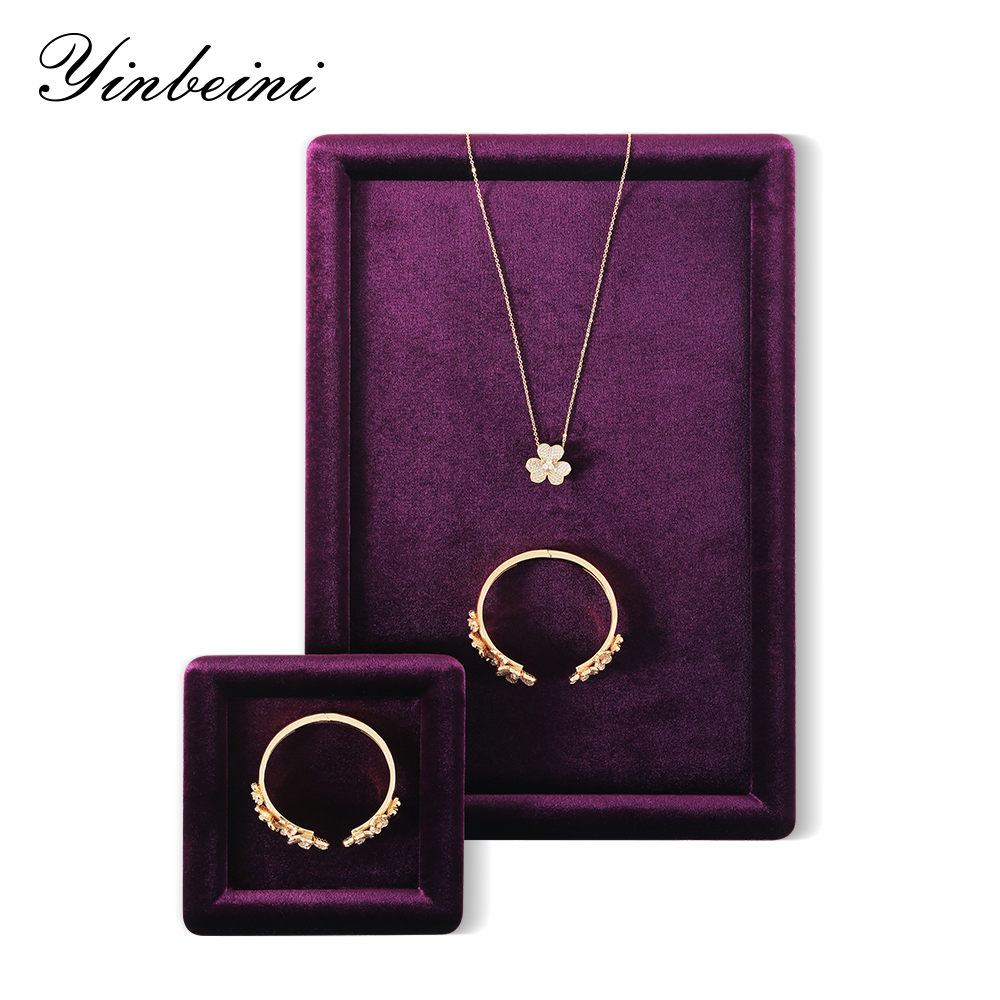 Yinbeini High Quality Flocked Velvet Jewelry Tray Anti Scratch Protection Design for Delicate Accessories Great for Craft Fair and Pop Up Shop Display P078