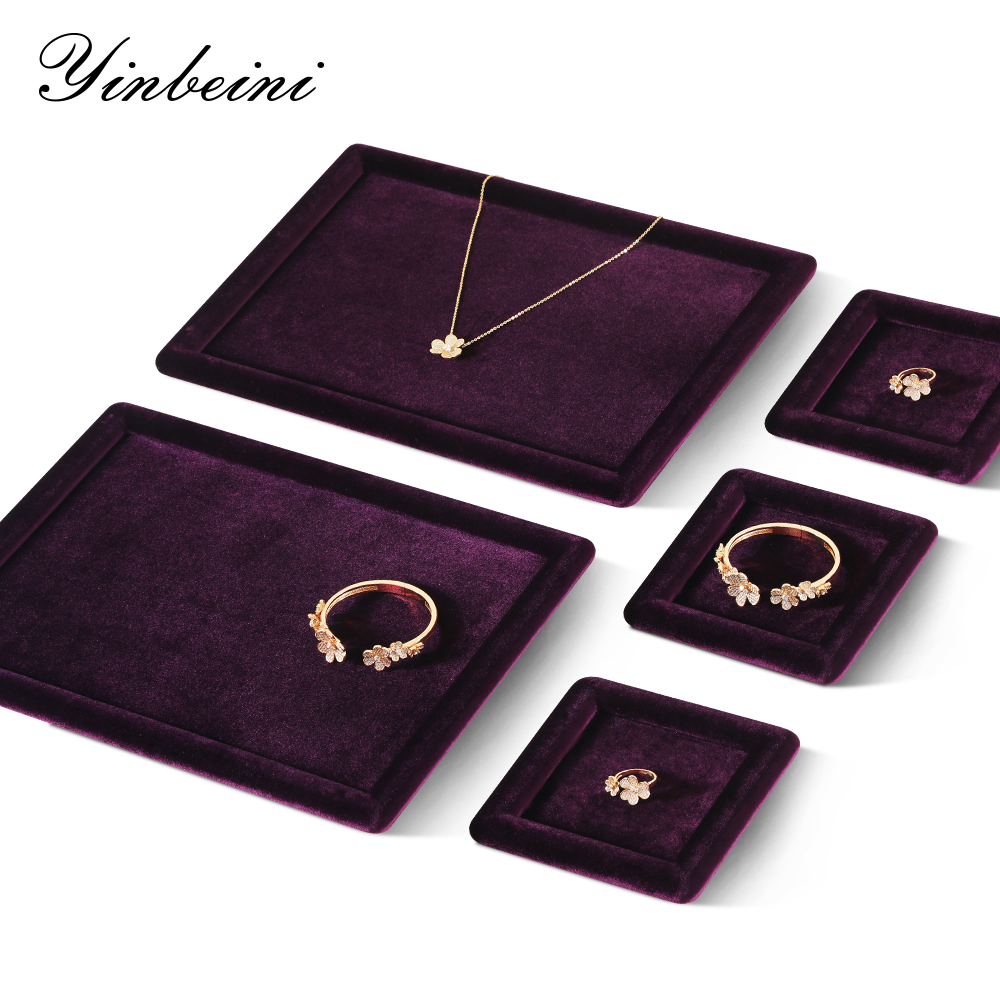 Yinbeini High Quality Flocked Velvet Jewelry Tray Anti Scratch Protection Design for Delicate Accessories Great for Craft Fair and Pop Up Shop Display P078