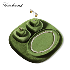 Yinbeini Premium Soft Velvet Jewelry Display Tray Irregular Countertop Organizer for Rings Earrings Suitable for Retail Boutique Vanity Dresser P089