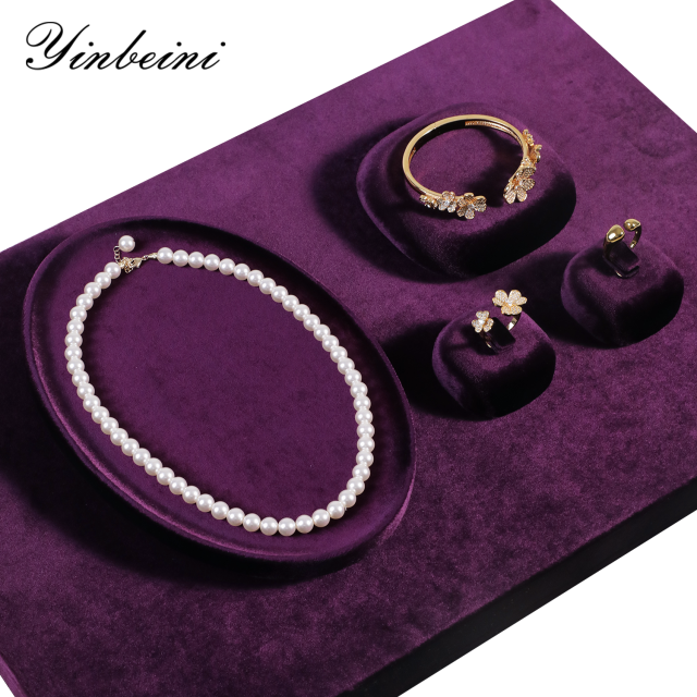 Yinbeini Premium Soft Velvet Jewelry Display Tray Irregular Countertop Organizer for Rings Earrings Suitable for Retail Boutique Vanity Dresser P089
