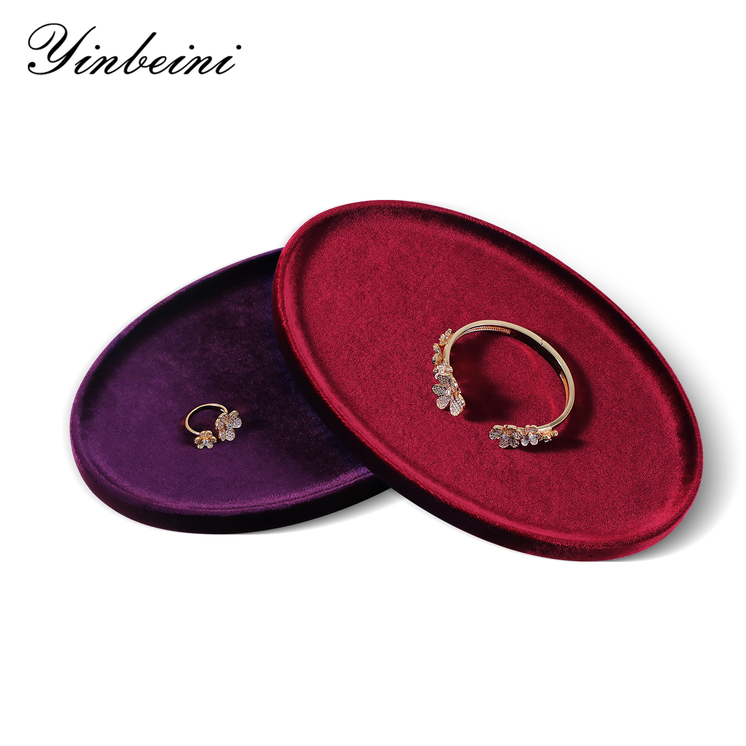 Yinbeini Premium Soft Velvet Jewelry Display Tray Irregular Countertop Organizer for Rings Earrings Suitable for Retail Boutique Vanity Dresser P089