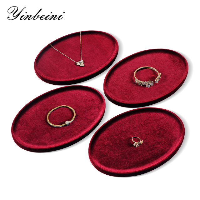 Yinbeini Premium Soft Velvet Jewelry Display Tray Irregular Countertop Organizer for Rings Earrings Suitable for Retail Boutique Vanity Dresser P089