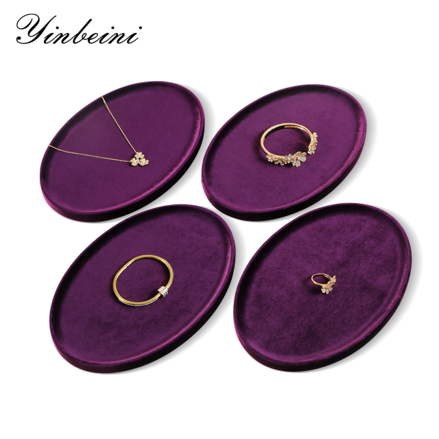 Yinbeini Premium Soft Velvet Jewelry Display Tray Irregular Countertop Organizer for Rings Earrings Suitable for Retail Boutique Vanity Dresser P089