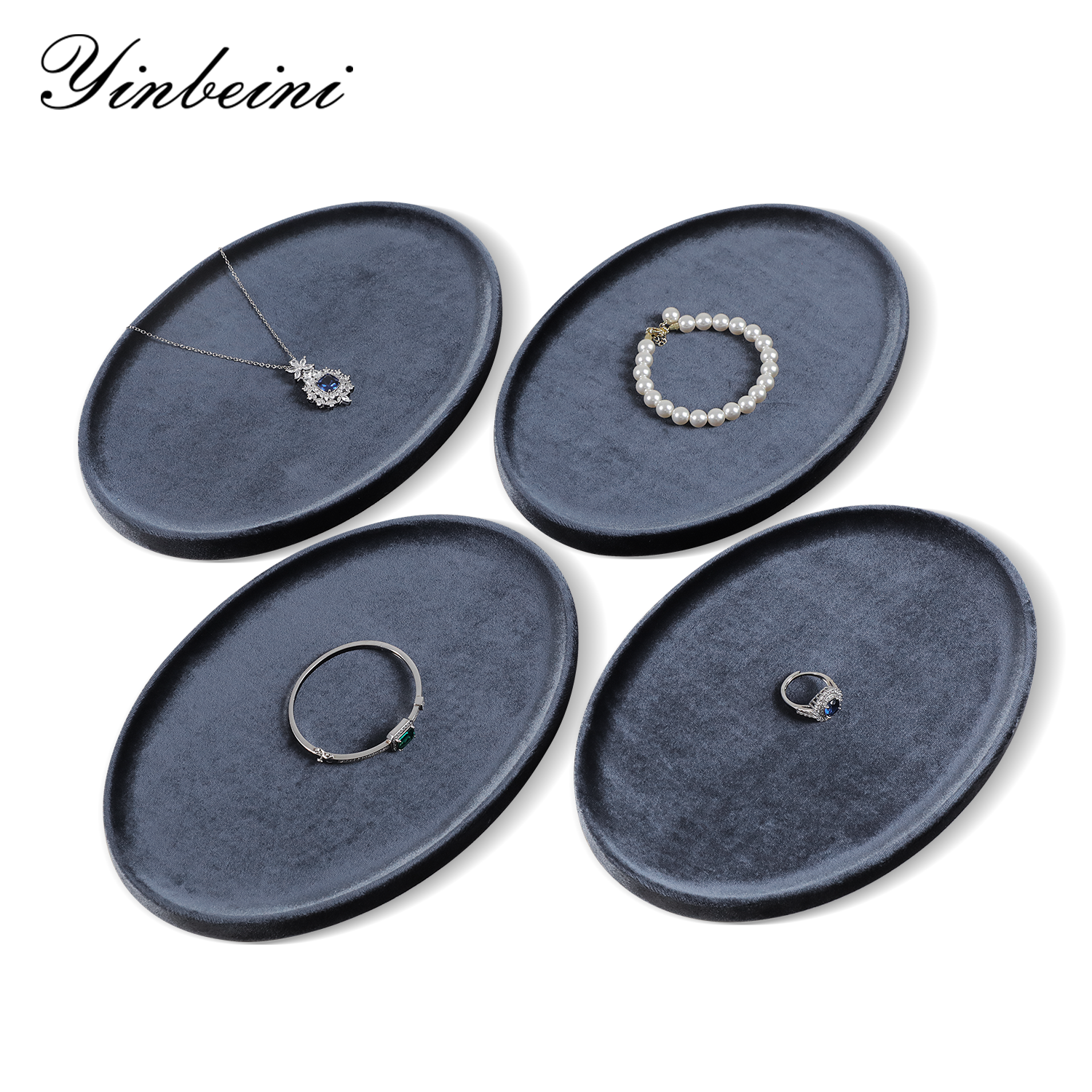 Yinbeini Premium Soft Velvet Jewelry Display Tray Irregular Countertop Organizer for Rings Earrings Suitable for Retail Boutique Vanity Dresser P089