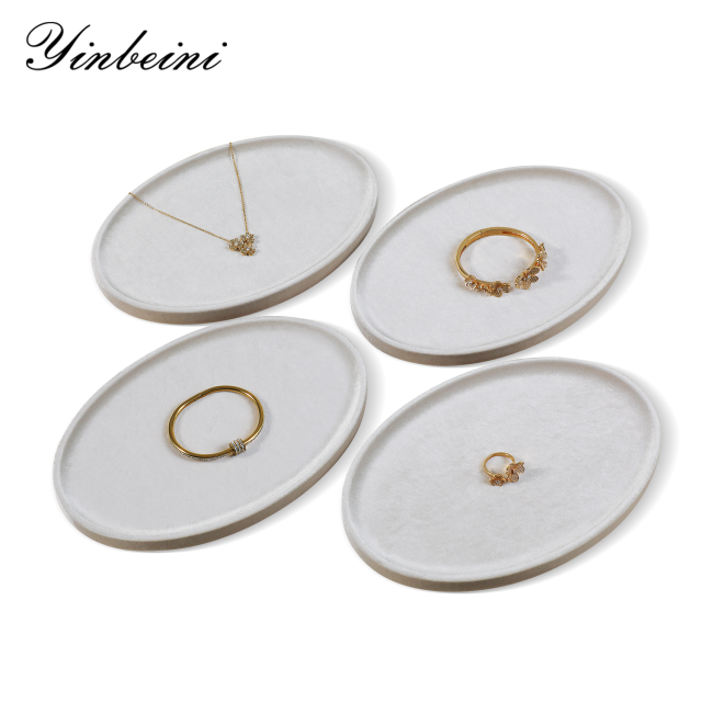 Yinbeini Premium Soft Velvet Jewelry Display Tray Irregular Countertop Organizer for Rings Earrings Suitable for Retail Boutique Vanity Dresser P089