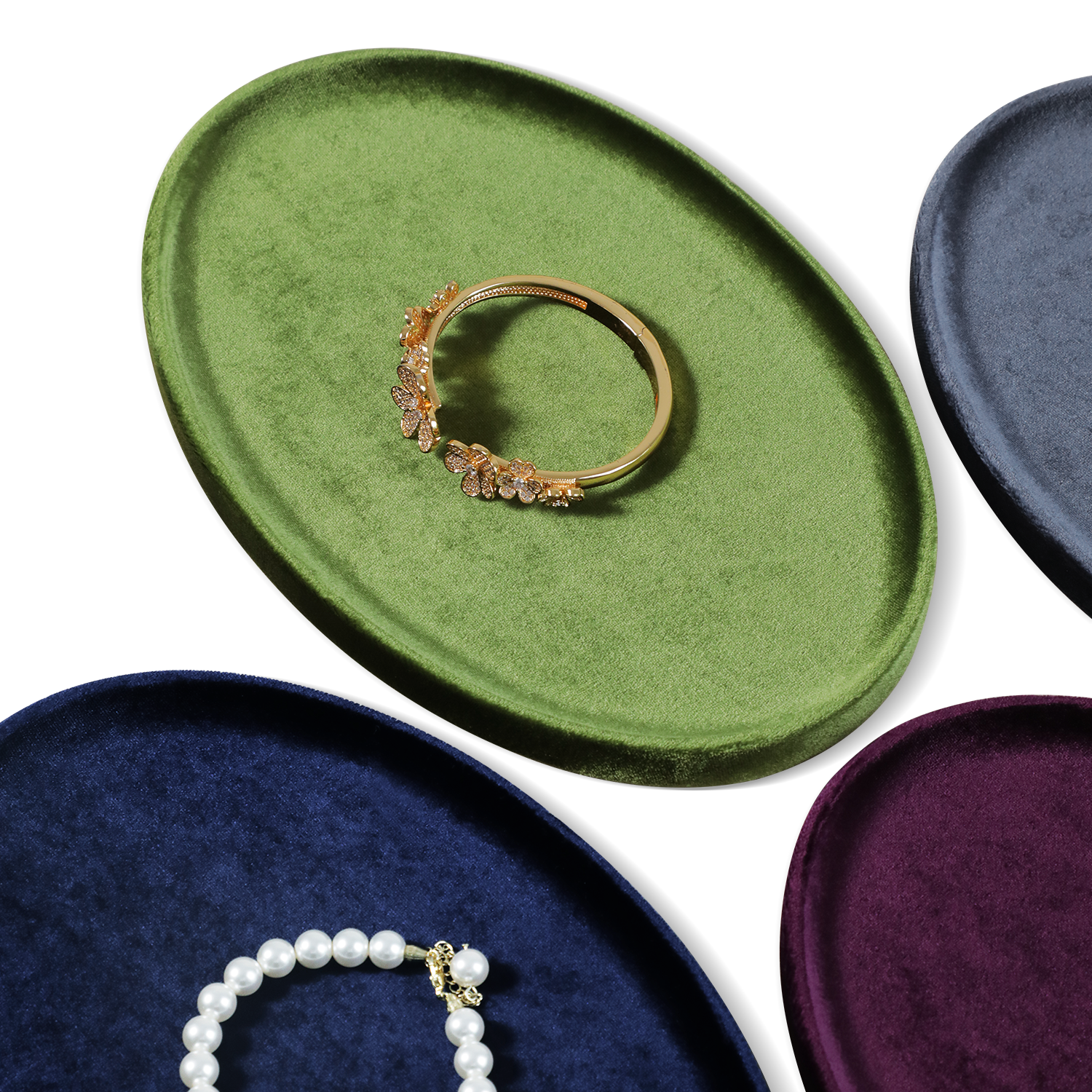 Yinbeini Premium Soft Velvet Jewelry Display Tray Irregular Countertop Organizer for Rings Earrings Suitable for Retail Boutique Vanity Dresser P089