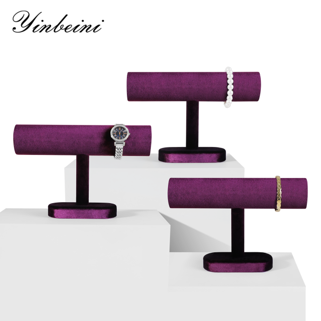 Yinbeini Velvet Jewelry Display Stand Shop Window Showcase Props Bangle Bracelet Watch Display Stand T-shape Memorial day gift box TB001