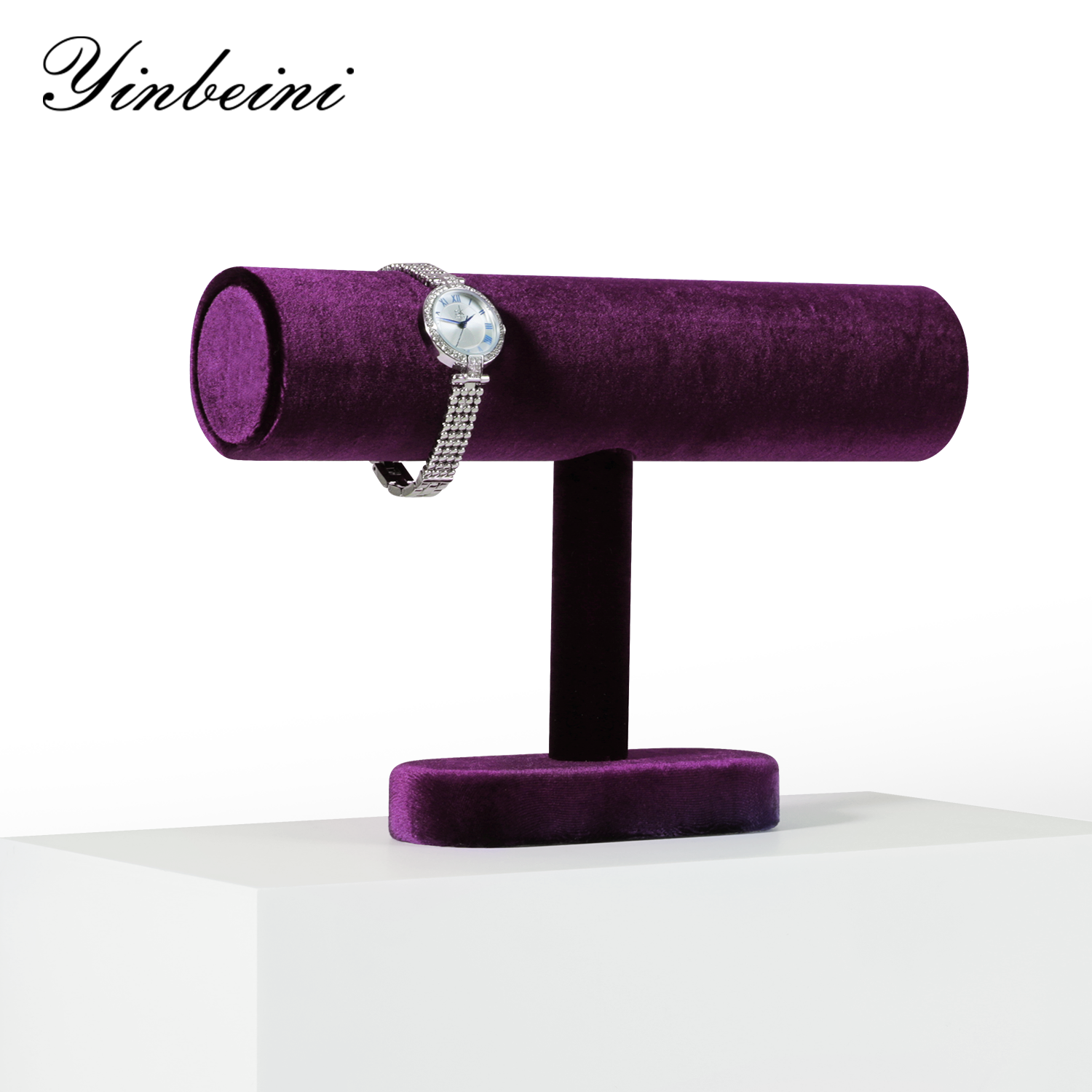 Yinbeini Velvet Jewelry Display Stand Shop Window Showcase Props Bangle Bracelet Watch Display Stand T-shape Memorial day gift box TB001