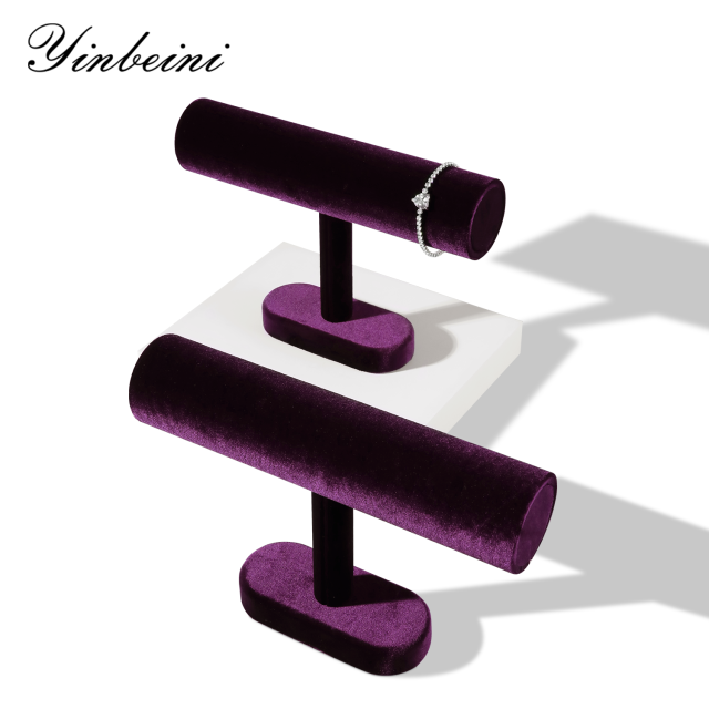 Yinbeini Velvet Jewelry Display Stand Shop Window Showcase Props Bangle Bracelet Watch Display Stand T-shape Memorial day gift box TB001