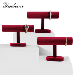 Yinbeini Velvet Jewelry Display Stand Shop Window Showcase Props Bangle Bracelet Watch Display Stand T-shape Memorial day gift box TB001