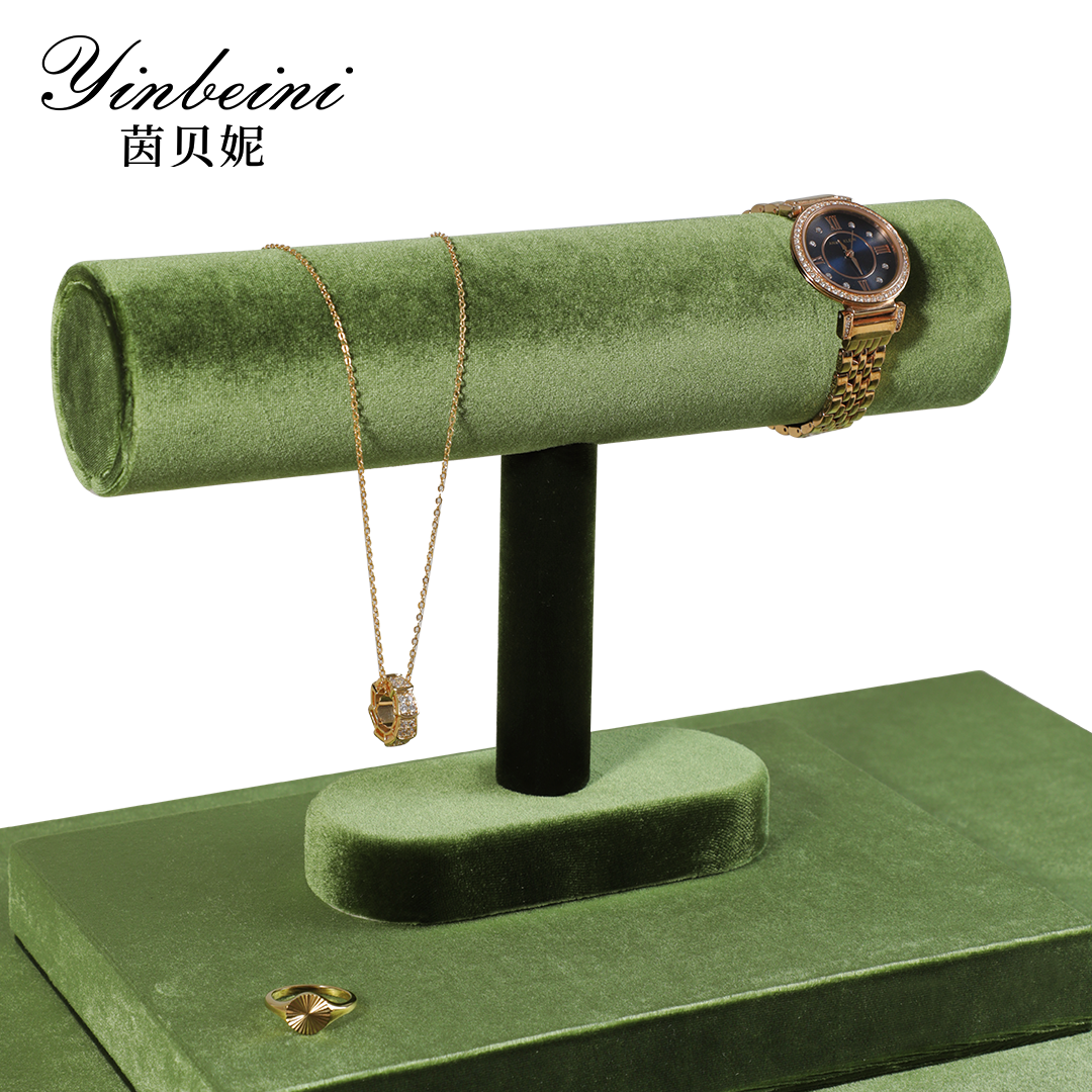 Yinbeini Velvet Jewelry Display Stand Shop Window Showcase Props Bangle Bracelet Watch Display Stand T-shape Memorial day gift box TB001