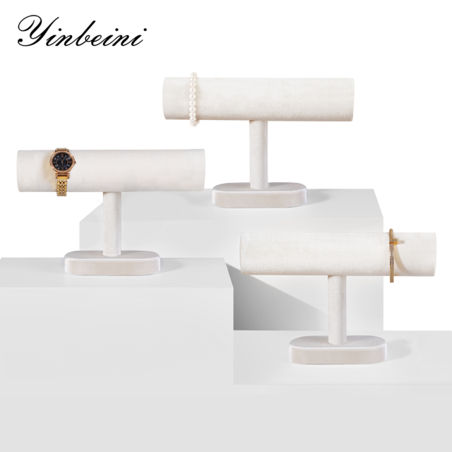 Yinbeini Velvet Jewelry Display Stand Shop Window Showcase Props Bangle Bracelet Watch Display Stand T-shape Memorial day gift box TB001