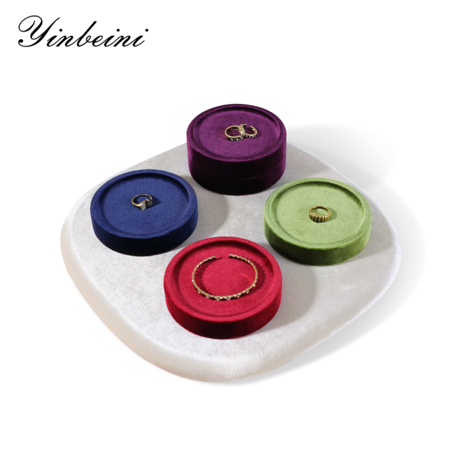 Yinbeini Velvet  Bracelet  Bracelet Organizer Tray  Small Round Jewelry Jewelry Display Tray Showcase Props jeweler counter jewelry counter TB00401