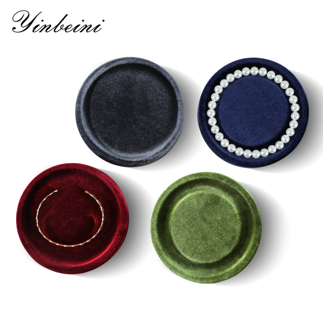 Yinbeini Velvet Bracelet Bangle Organizer Tray Jewelry Display Tray Small Round Jewelry Showcase Props jewelry counter jeweler counter TB00402