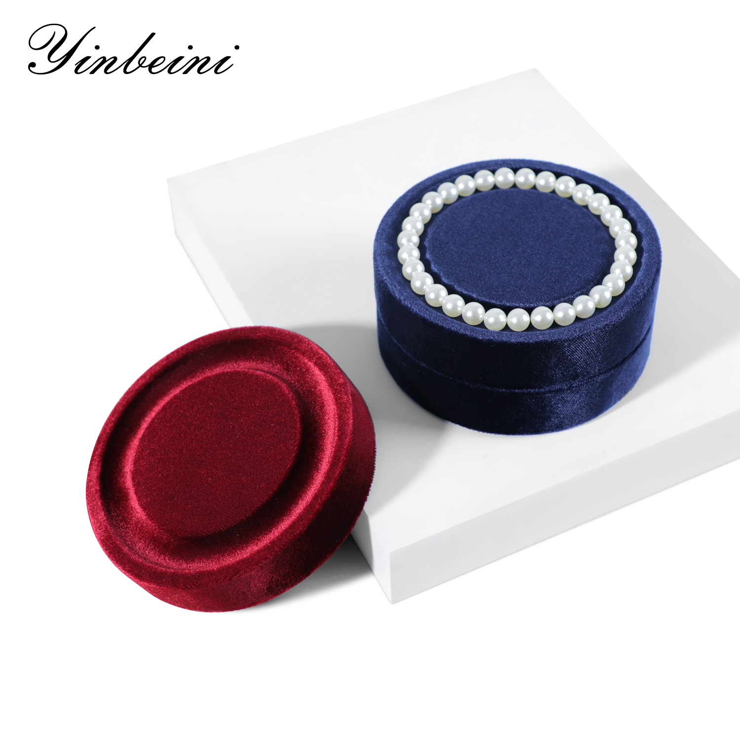 Yinbeini Velvet Bracelet Bangle Organizer Tray Jewelry Display Tray Small Round Jewelry Showcase Props jewelry counter jeweler counter TB00402