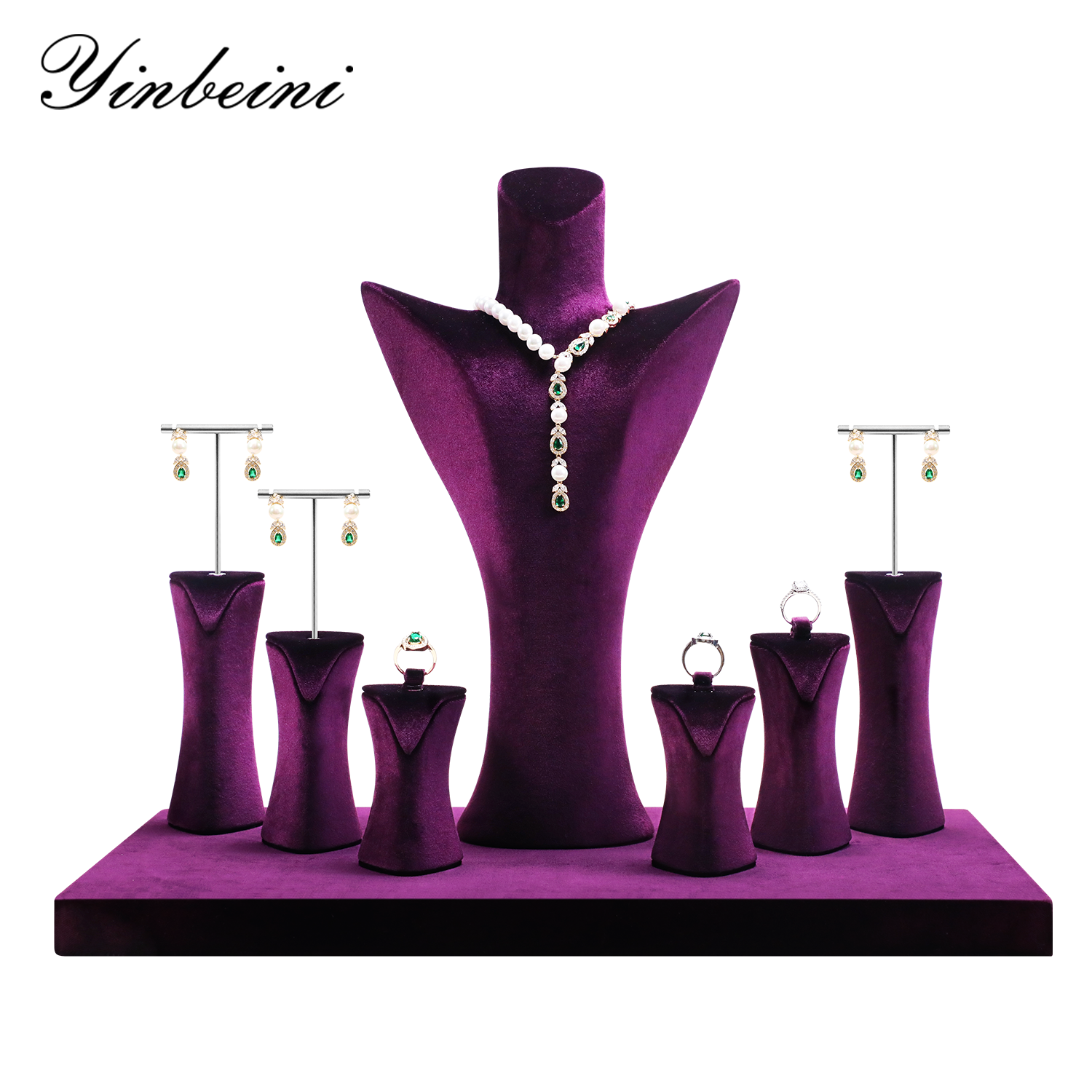 Yinbeini Multi Functional Purple Velvet Jewelry Display Kit for Rings Earrings Necklaces and Bracelets Ideal for Home Organization TB052