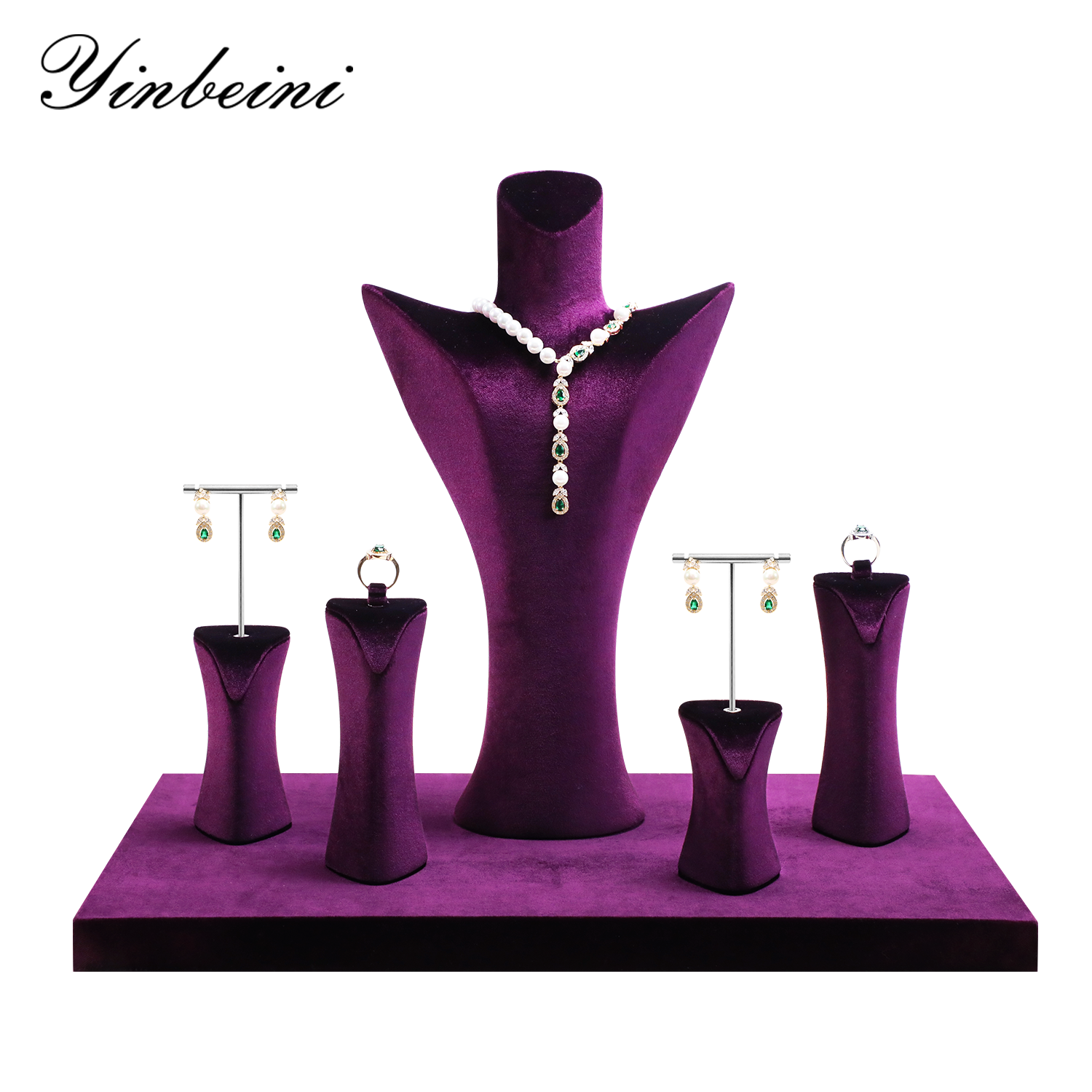 Yinbeini Multi Functional Purple Velvet Jewelry Display Kit for Rings Earrings Necklaces and Bracelets Ideal for Home Organization TB052