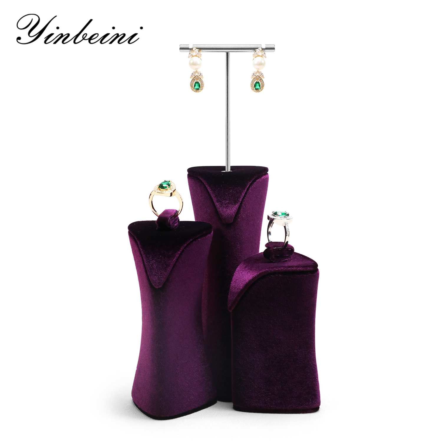 Yinbeini Multi Functional Purple Velvet Jewelry Display Kit for Rings Earrings Necklaces and Bracelets Ideal for Home Organization TB052