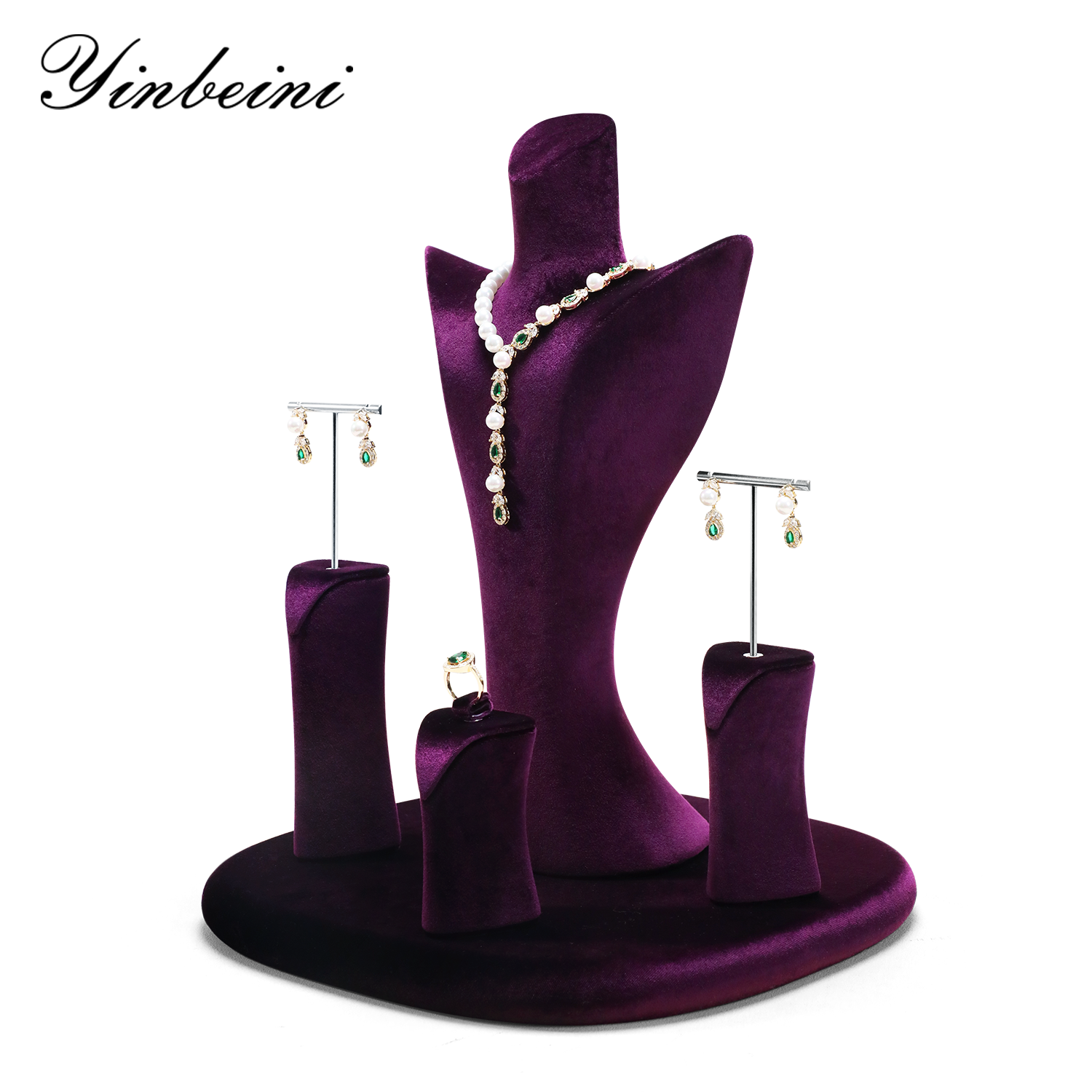 Yinbeini Multi Functional Purple Velvet Jewelry Display Kit for Rings Earrings Necklaces and Bracelets Ideal for Home Organization TB052