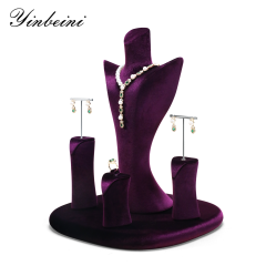 Yinbeini Multi Functional Purple Velvet Jewelry Display Kit for Rings Earrings Necklaces and Bracelets Ideal for Home Organization TB052