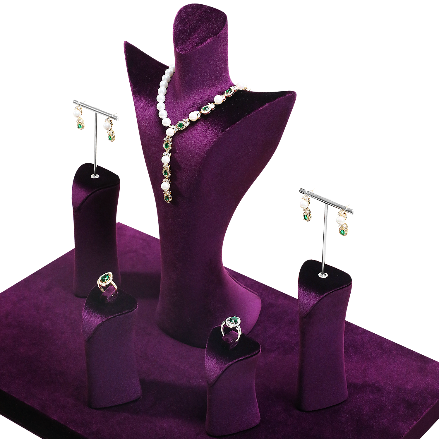 Yinbeini Multi Functional Purple Velvet Jewelry Display Kit for Rings Earrings Necklaces and Bracelets Ideal for Home Organization TB052