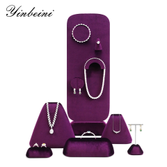 Yinbeini Luxury Purple Velvet Jewelry Display Stand Set for Rings Earrings Necklaces Perfect for Retail Boutiques Bridal Shops and Vanity Storage TB058