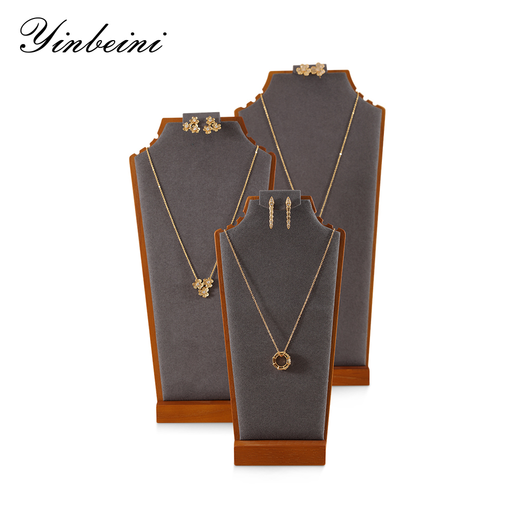 Yinbeini Solid Wooden Necklace Mannequin Stand Earrings Holder Pendant Display Rack Jewelry Organizer jeweler counter jewelry counter