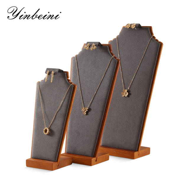 Yinbeini Solid Wooden Necklace Mannequin Stand Earrings Holder Pendant Display Rack Jewelry Organizer jeweler counter jewelry counter