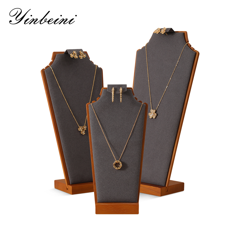 Yinbeini Solid Wooden Necklace Mannequin Stand Earrings Holder Pendant Display Rack Jewelry Organizer jeweler counter jewelry counter