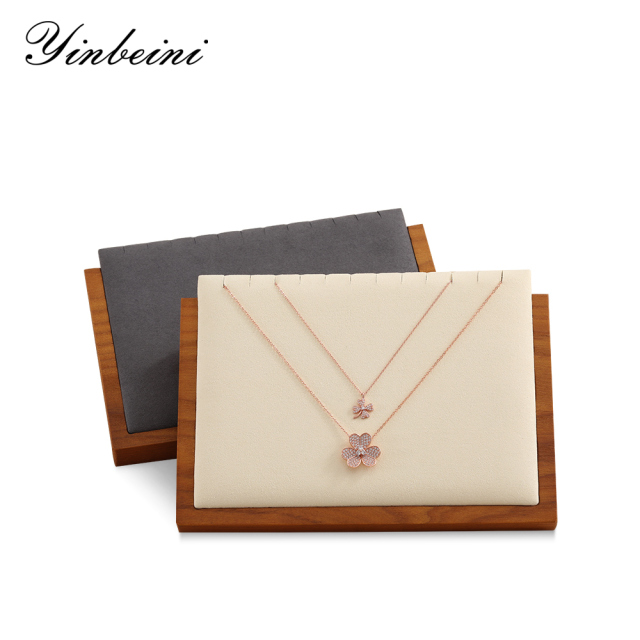 Yinbeini solid wooden Inclined jewelry display rack jewelry rack necklace pendant earrings storage stall counter display props inclined 12-bit grooving board