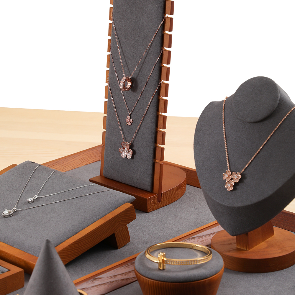 Yinbeini Necklace display rack clavicle chain jewelry rack necklace display props solid wood vertical display rack jeweler counter jewelry counter