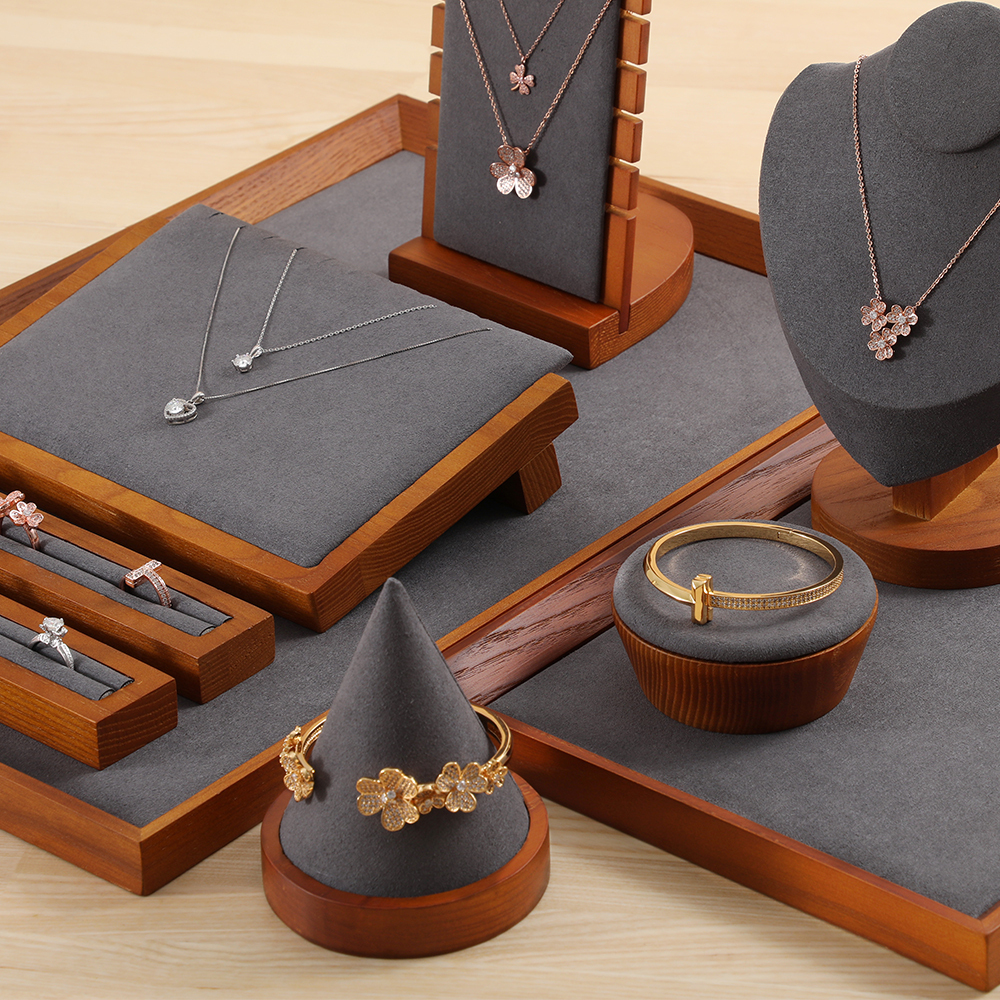 Yinbeini Necklace display rack clavicle chain jewelry rack necklace display props solid wood vertical display rack jeweler counter jewelry counter