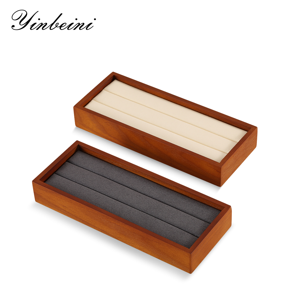 Yinbeini Solid Wooden Ring Display Tray Ring Storage Stand with Microfiber Rings Organizer jeweler counter jewelry counter