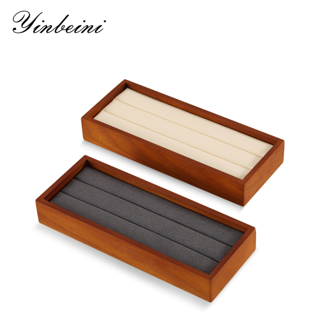 Yinbeini Solid Wooden Ring Display Tray Ring Storage Stand with Microfiber Rings Organizer jeweler counter jewelry counter