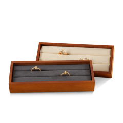 Yinbeini Solid Wooden Ring Display Tray Ring Storage Stand with Microfiber Rings Organizer jeweler counter jewelry counter