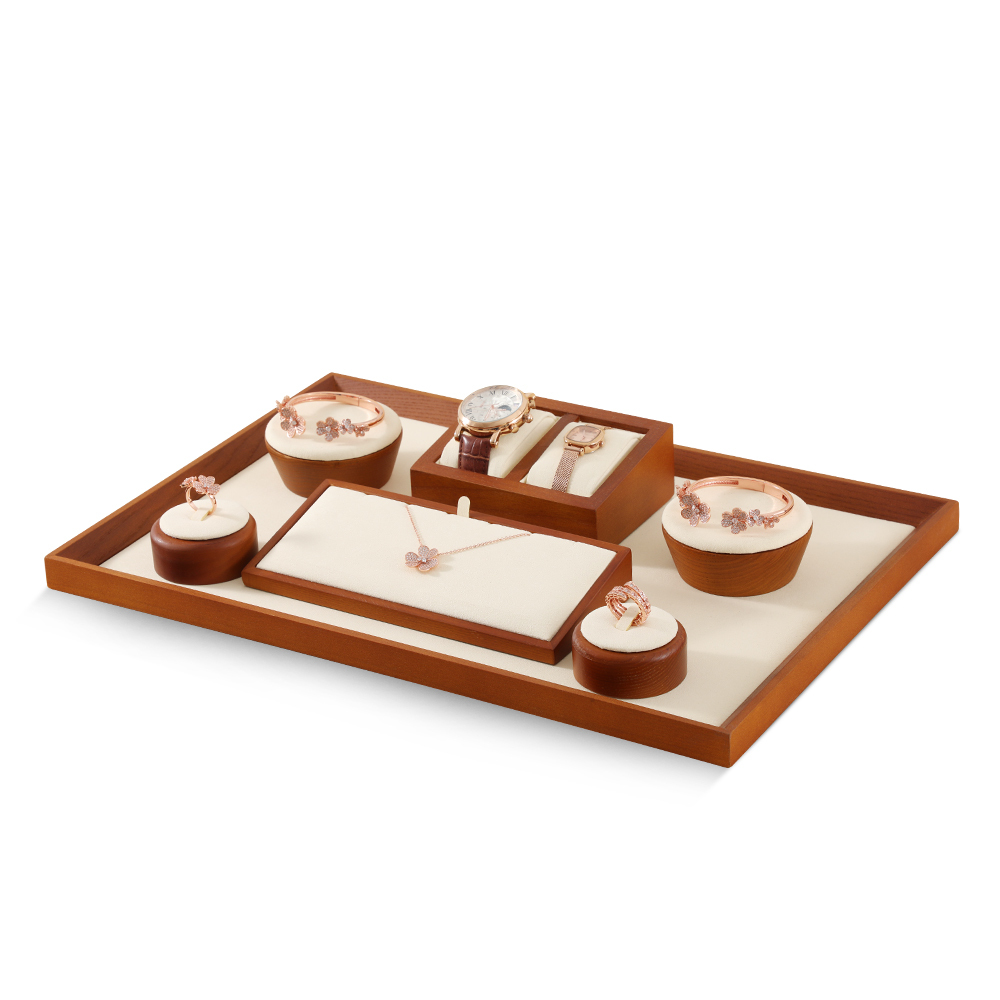 Yinbeini Elegant Natural Wood Jewelry Display Kit for Necklace Suitable for Retail Counter Window Showcase SM060