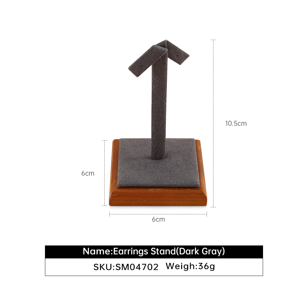 Yinbeini Wooden Square Beige Earrings Display Stand Stud Earring Storage Holder Wooden Jewelry Organizer SM047