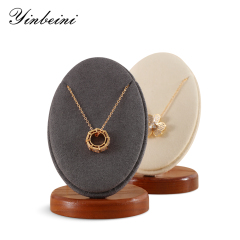 Yinbeini Wooden Necklace Display Stand Pendant Storage Holder Long Chain Jewelry Organizer Shop Table Top Display SM056