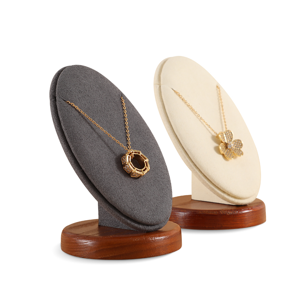 Yinbeini Wooden Necklace Display Stand Pendant Storage Holder Long Chain Jewelry Organizer Shop Table Top Display SM056