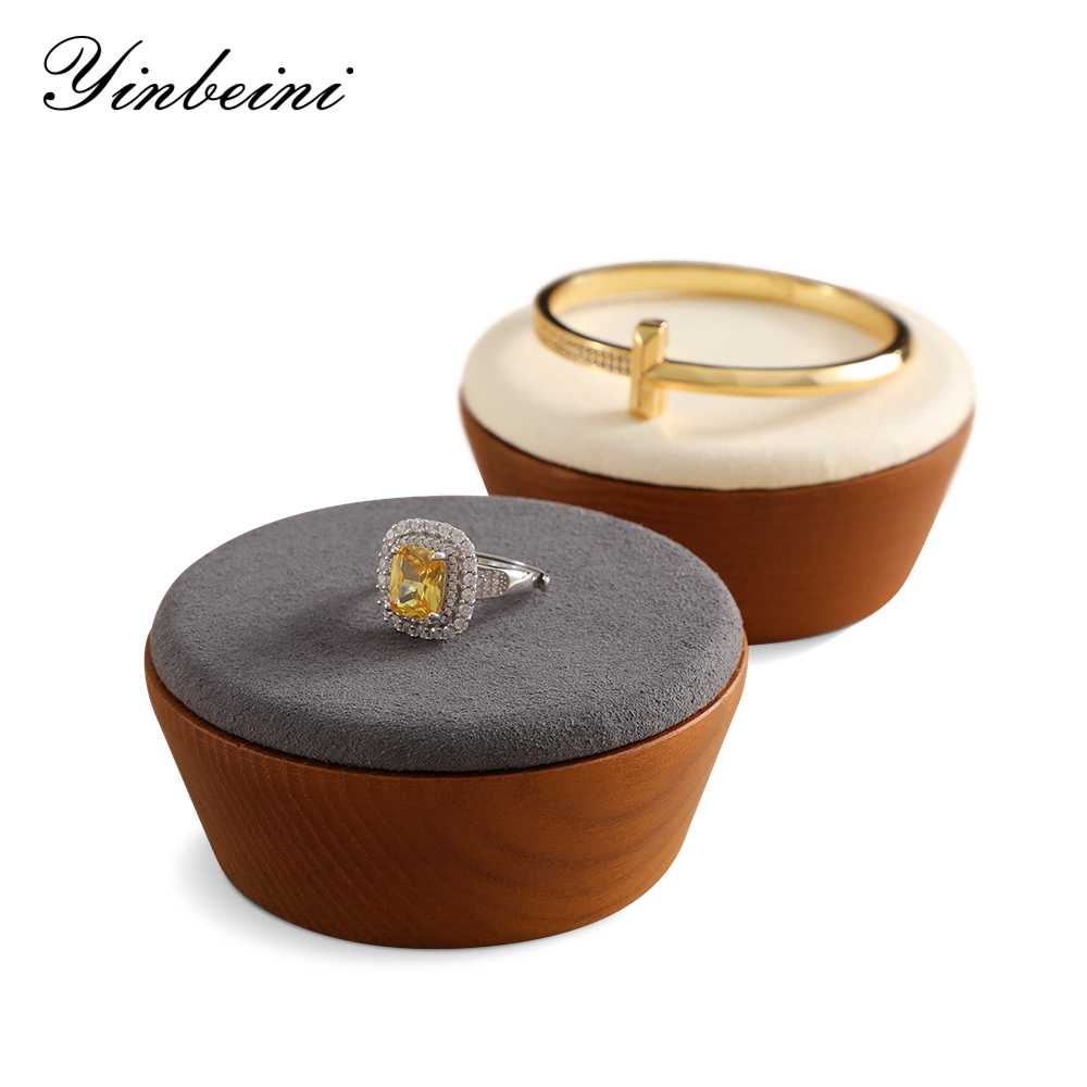 Yinbeini Wooden Bracelet Display Stand Bangle Storage Holder with Microfiber Table Top Display Jewelry Organizer SM057