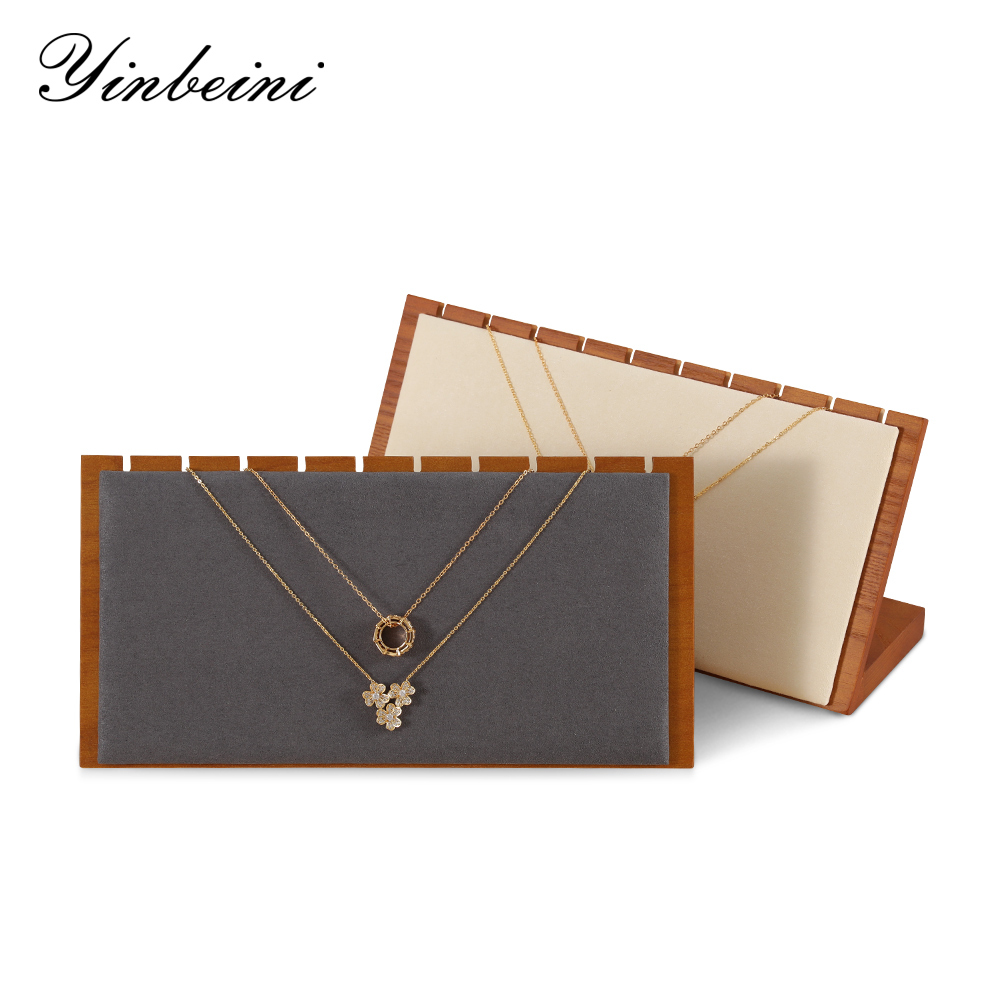 Yinbeini Soft Microfiber Wood Base Jewelry Display Set for Small Business Sellers Great for Craft Fairs Pop Up Shops SM062